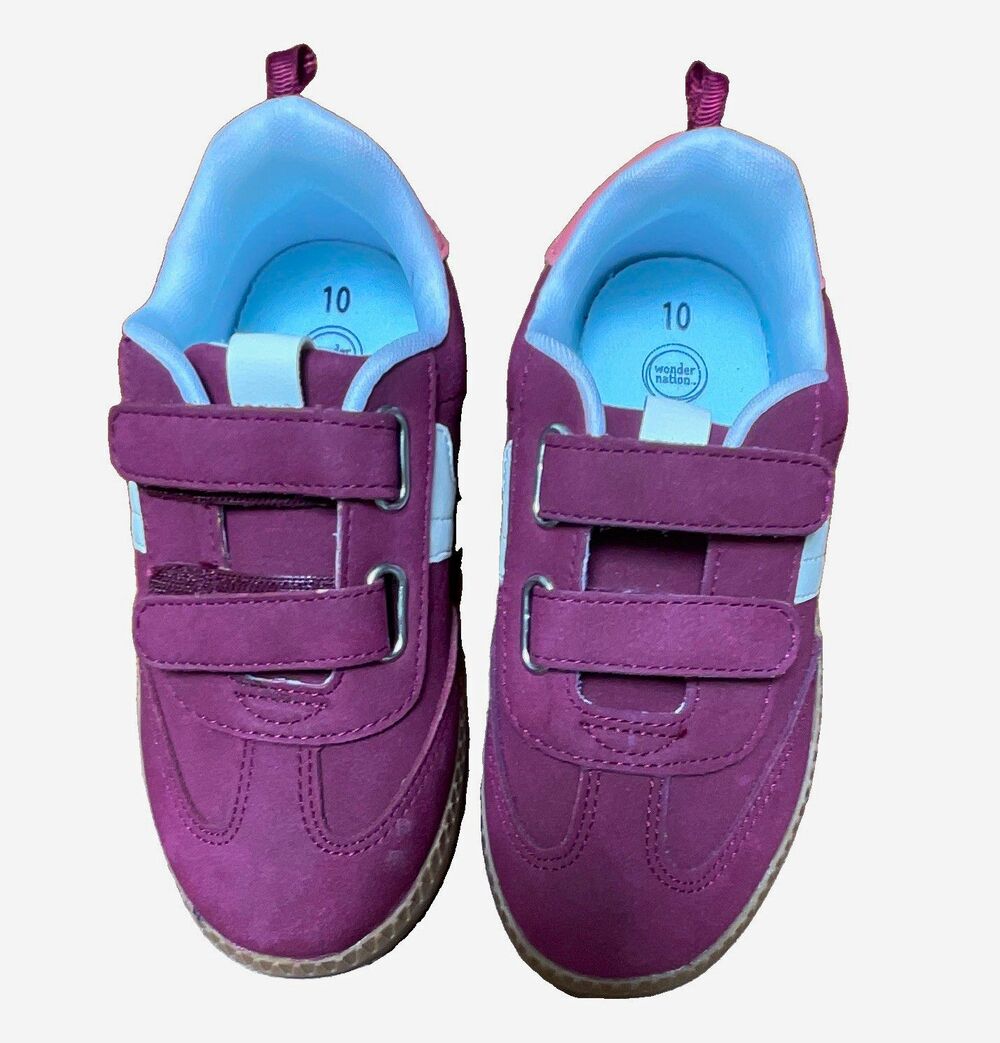 Wonder Nation Hook & Loop Low Top Colorblock Sneakers Purple/Pink/White 10